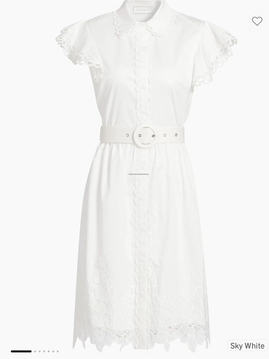 Elie Tahari The Sloane White Lace-Trim Shirtwaist Dress with Belt Elie Tahari The Sloane White Lace-Trim Shirtwaist Dress with Belt
